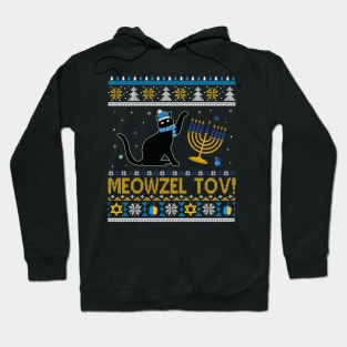 Meowzel Tov Black Cat Funny Hanukkah Chanukah Men Women Kids Hoodie